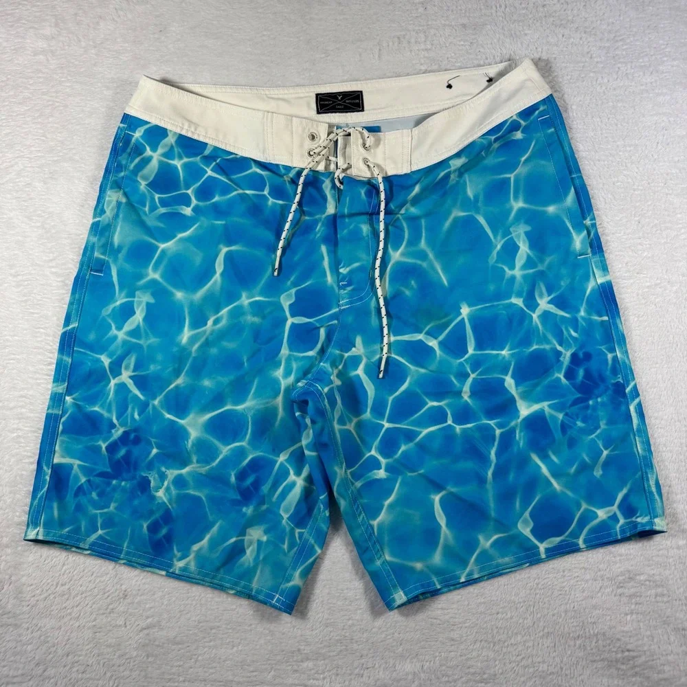 American Eagle Board‎ Shorts Mens Large Vibrant Blue Water Ripple Pool Print